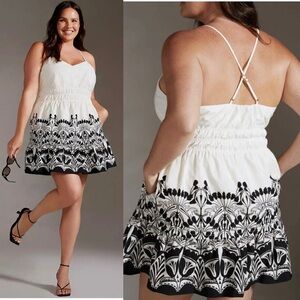 Anthropologie Somerset Sleeveless Mini Dress Poplin Edition White Black XL